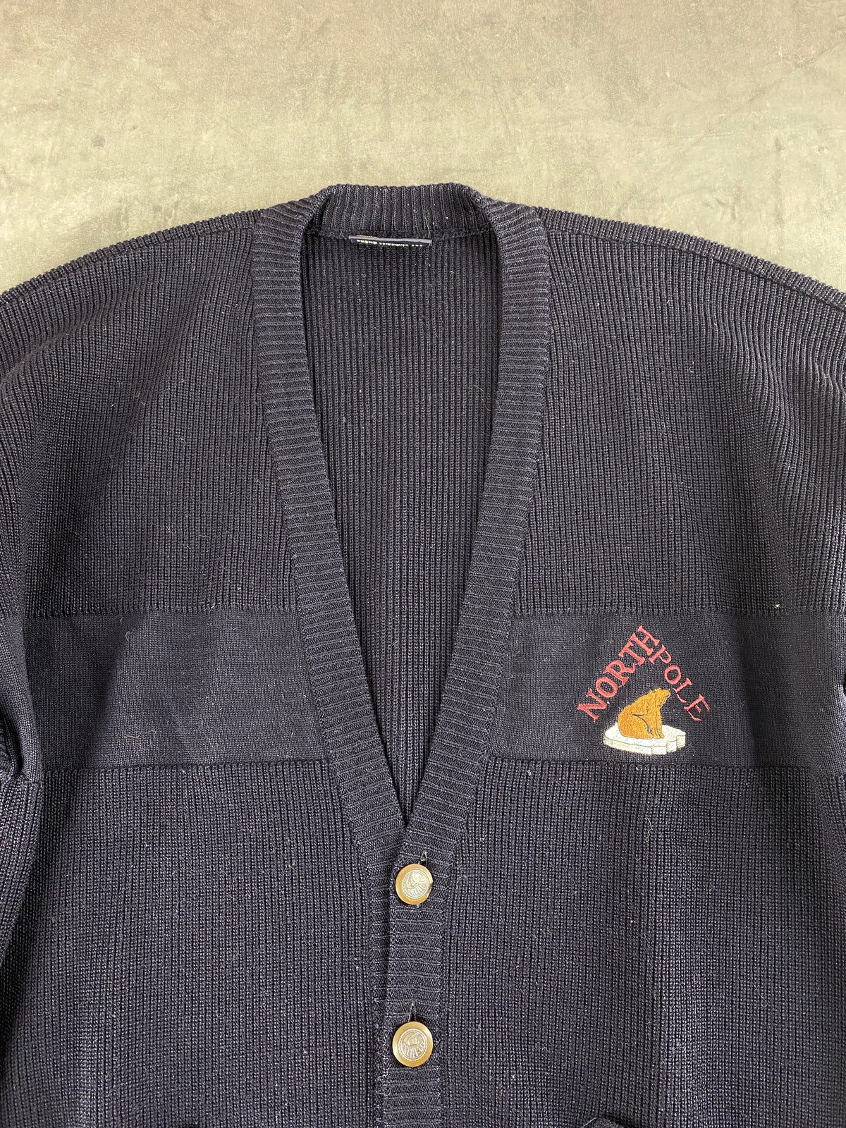 Cardigan in maglia blu navy North Pole vintage – Uomo Taglia XL