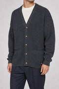 Cardigan in maglia grigio antracite a coste vintage – Uomo Taglia XL