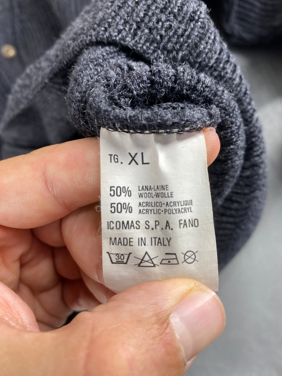 Cardigan in maglia grigio antracite a coste vintage – Uomo Taglia XL
