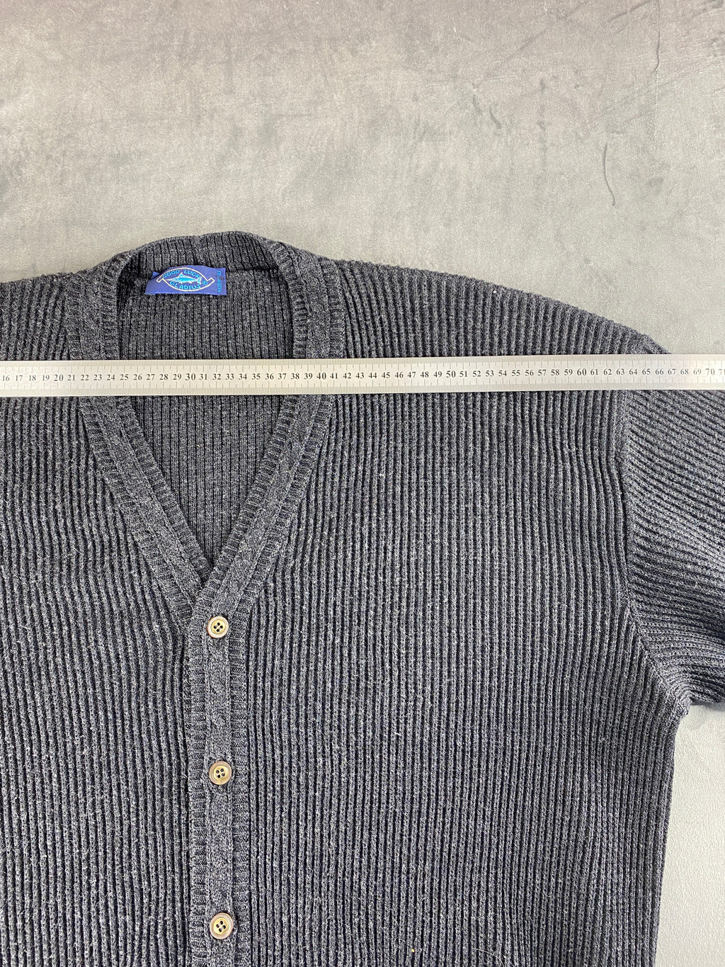 Cardigan in maglia grigio antracite a coste vintage – Uomo Taglia XL