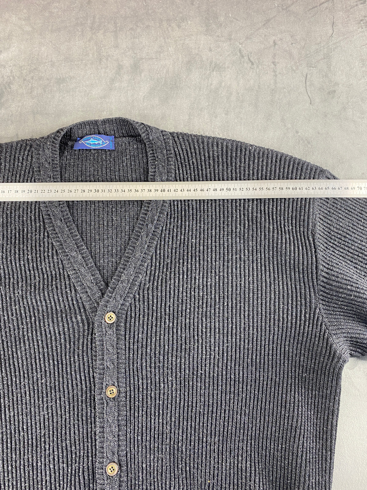 Cardigan in maglia grigio antracite a coste vintage – Uomo Taglia XL