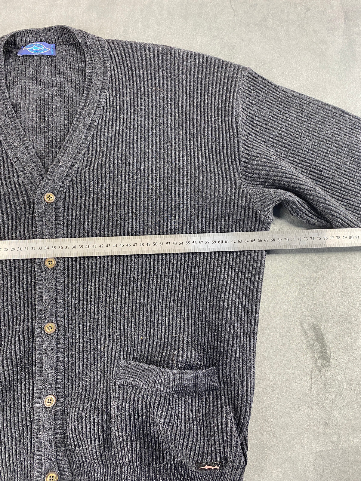 Cardigan in maglia grigio antracite a coste vintage – Uomo Taglia XL