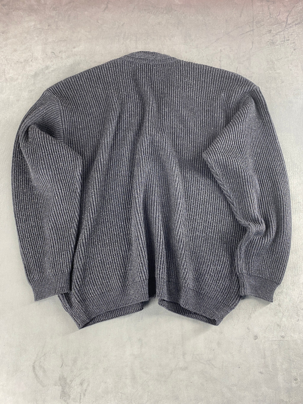 Cardigan in maglia grigio antracite a coste vintage – Uomo Taglia XL