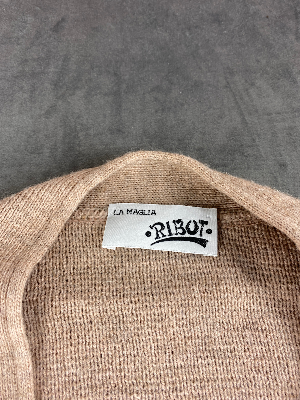 Cardigan in lana beige e verde salvia Ribot vintage – Uomo Taglia M