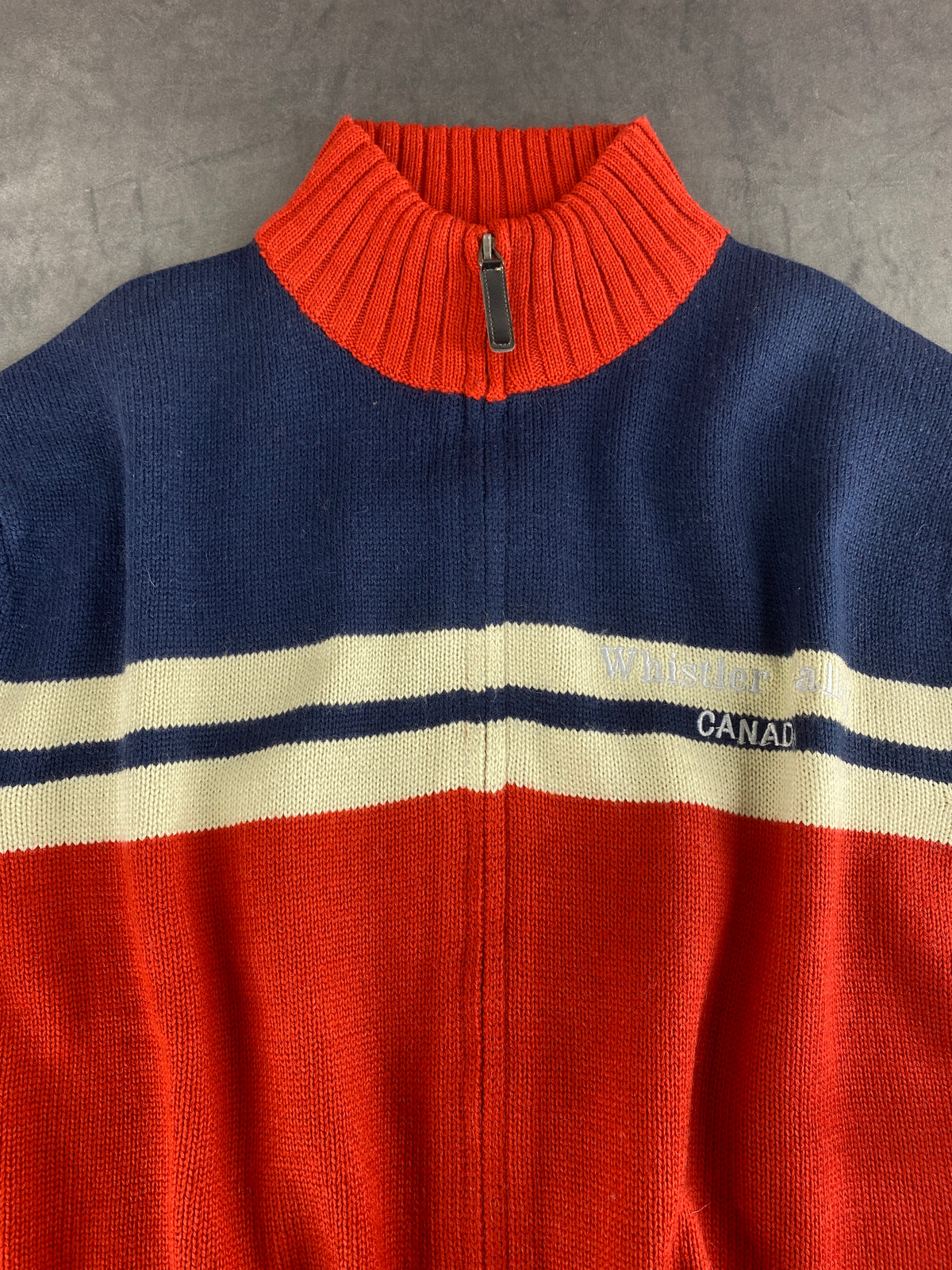 Maglione zip color-block blu e rosso Polar Bear vintage – Uomo Taglia XXL