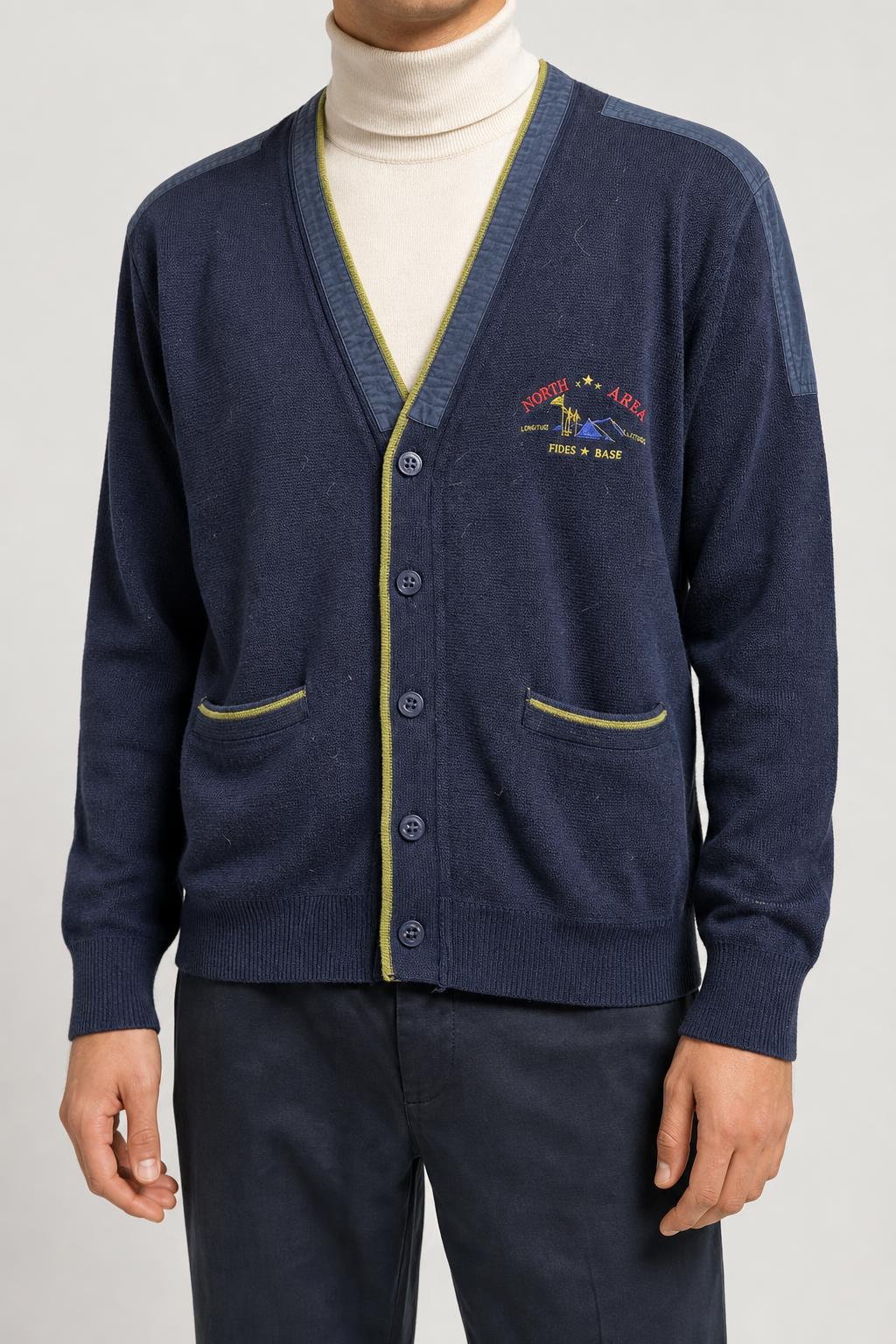 Cardigan in maglia blu navy North Area vintage – Uomo Taglia L
