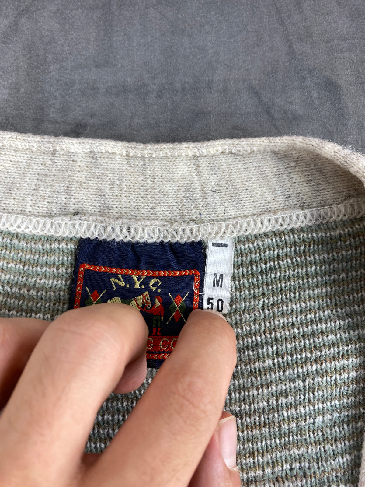 Cardigan in lana a fantasia etnica NYC Trading vintage – Uomo Taglia M (IT 50)