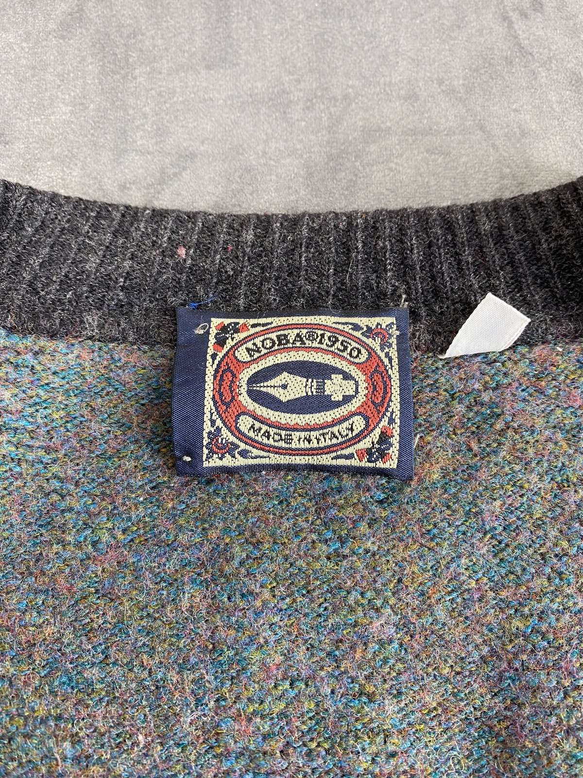 Cardigan in lana a fantasia multicolore Noba vintage – Uomo Taglia L (IT 50)