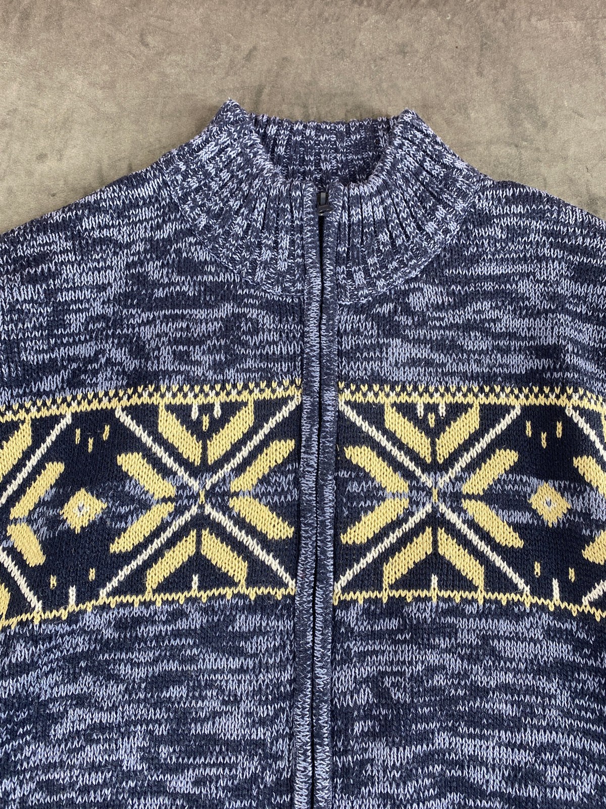 Cardigan zip norvegese blu foderato in pile Atlas for Men vintage – Uomo Taglia L