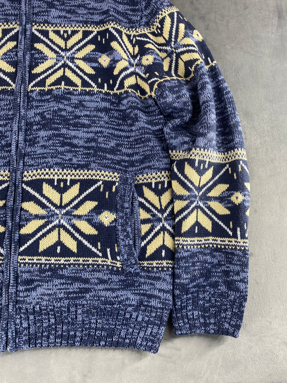 Cardigan zip norvegese blu foderato in pile Atlas for Men vintage – Uomo Taglia L