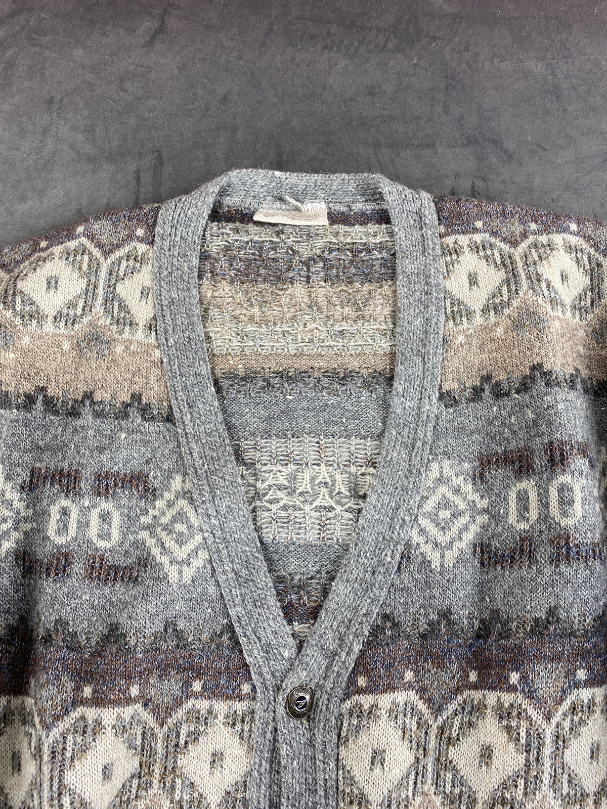 Cardigan in lana e alpaca a fantasia nordica Roses vintage – Uomo Taglia XL