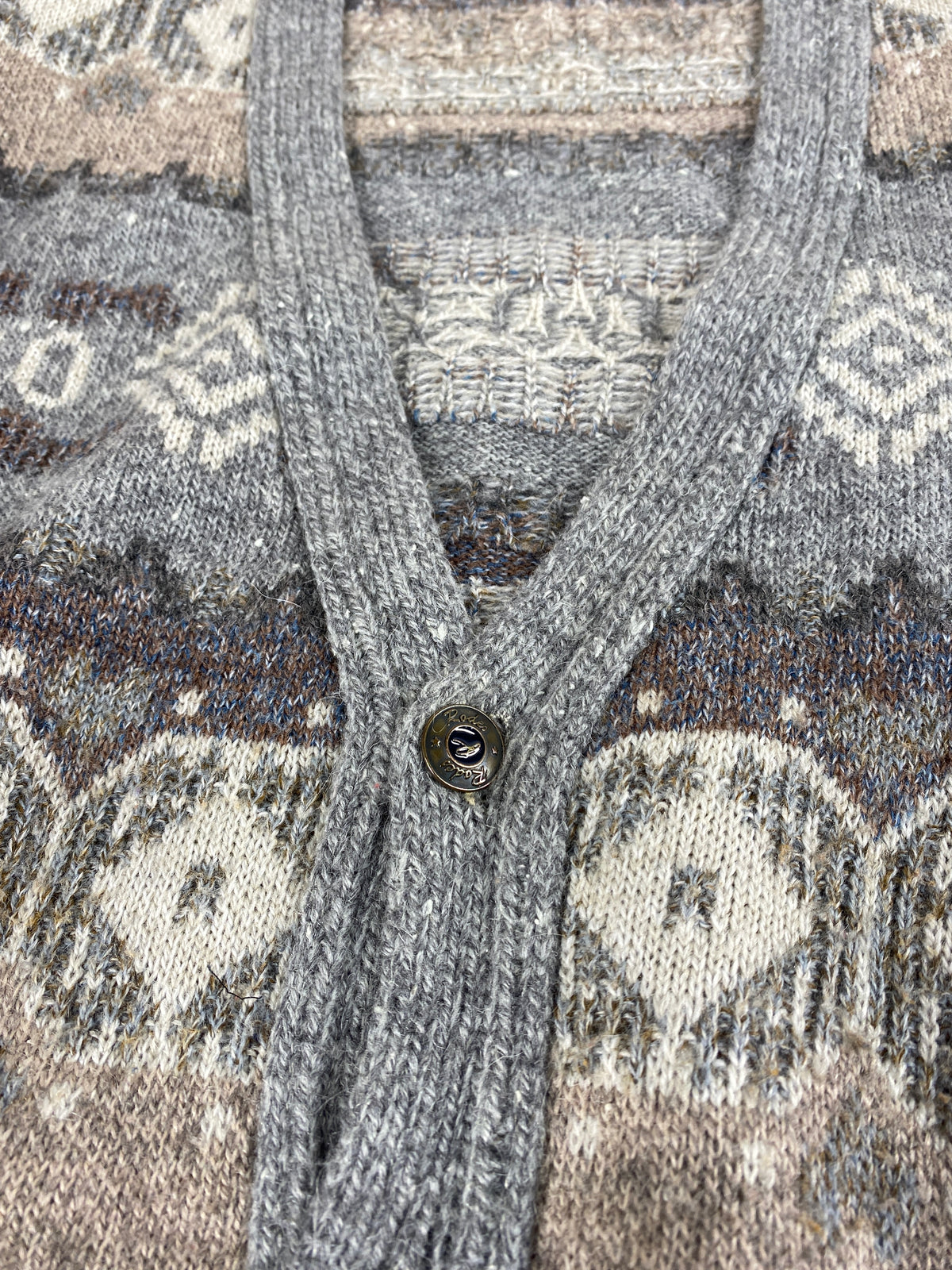 Cardigan in lana e alpaca a fantasia nordica Roses vintage – Uomo Taglia XL