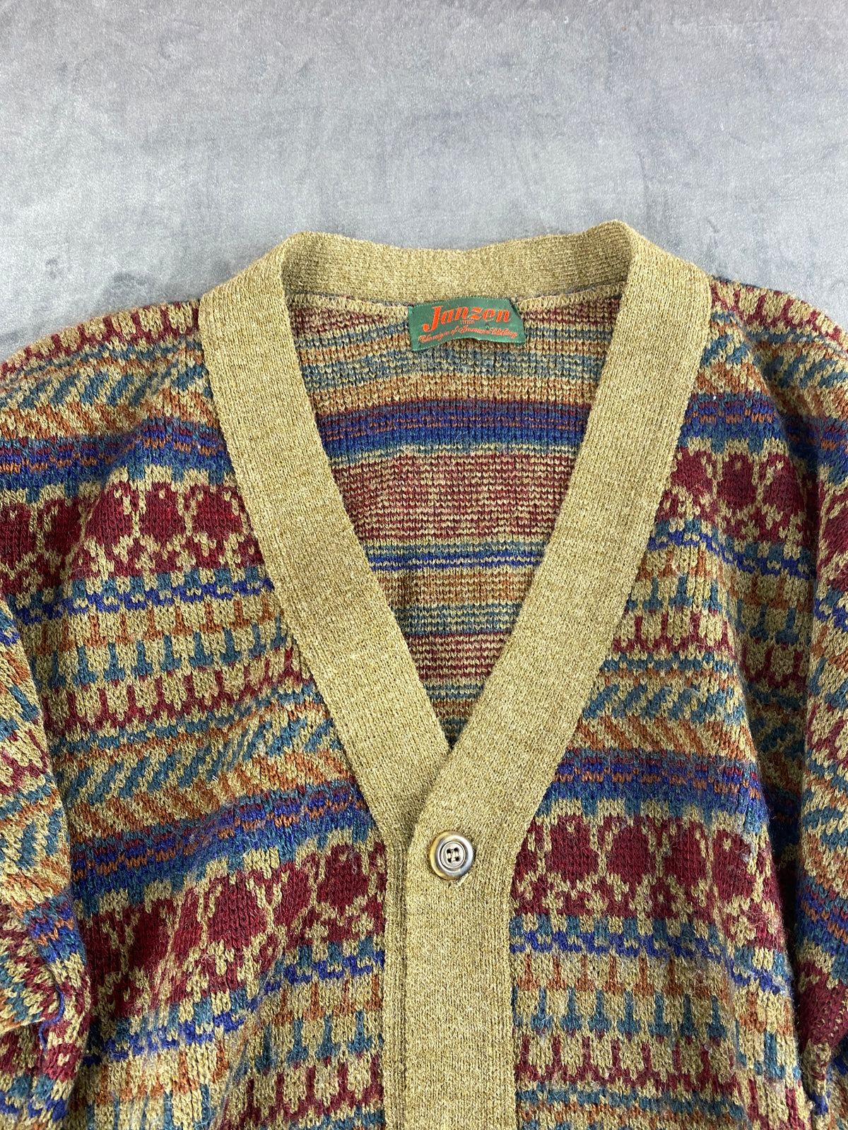 Cardigan in lana a fantasia fair-isle Janzen vintage – Uomo Taglia L