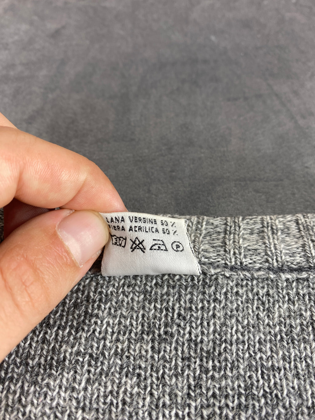 Cardigan in lana grigio con profilo a contrasto FBM vintage – Uomo Taglia XL (IT 54)