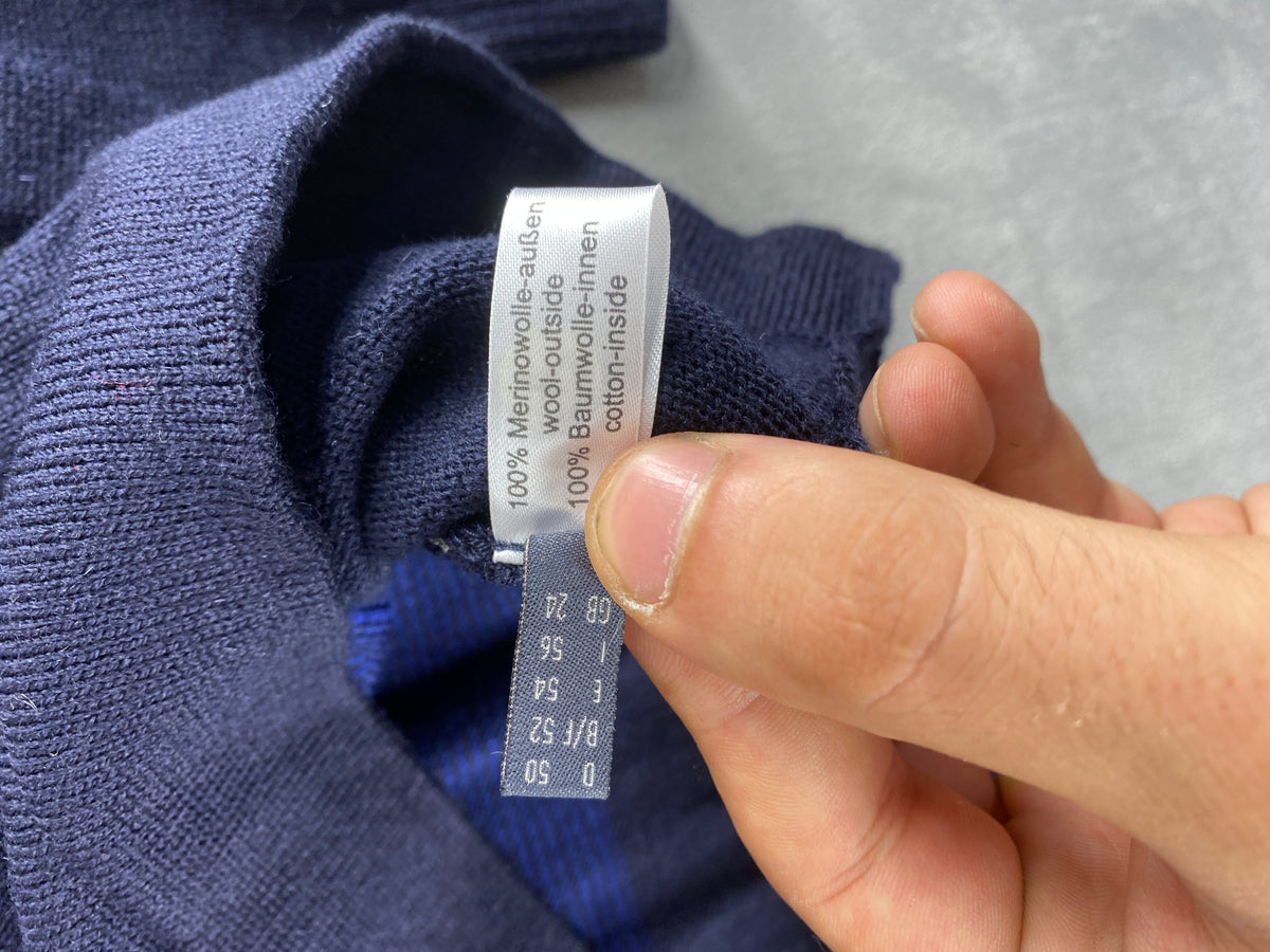 Maglione in lana merino color-block blu Maselli vintage – Uomo Taglia L