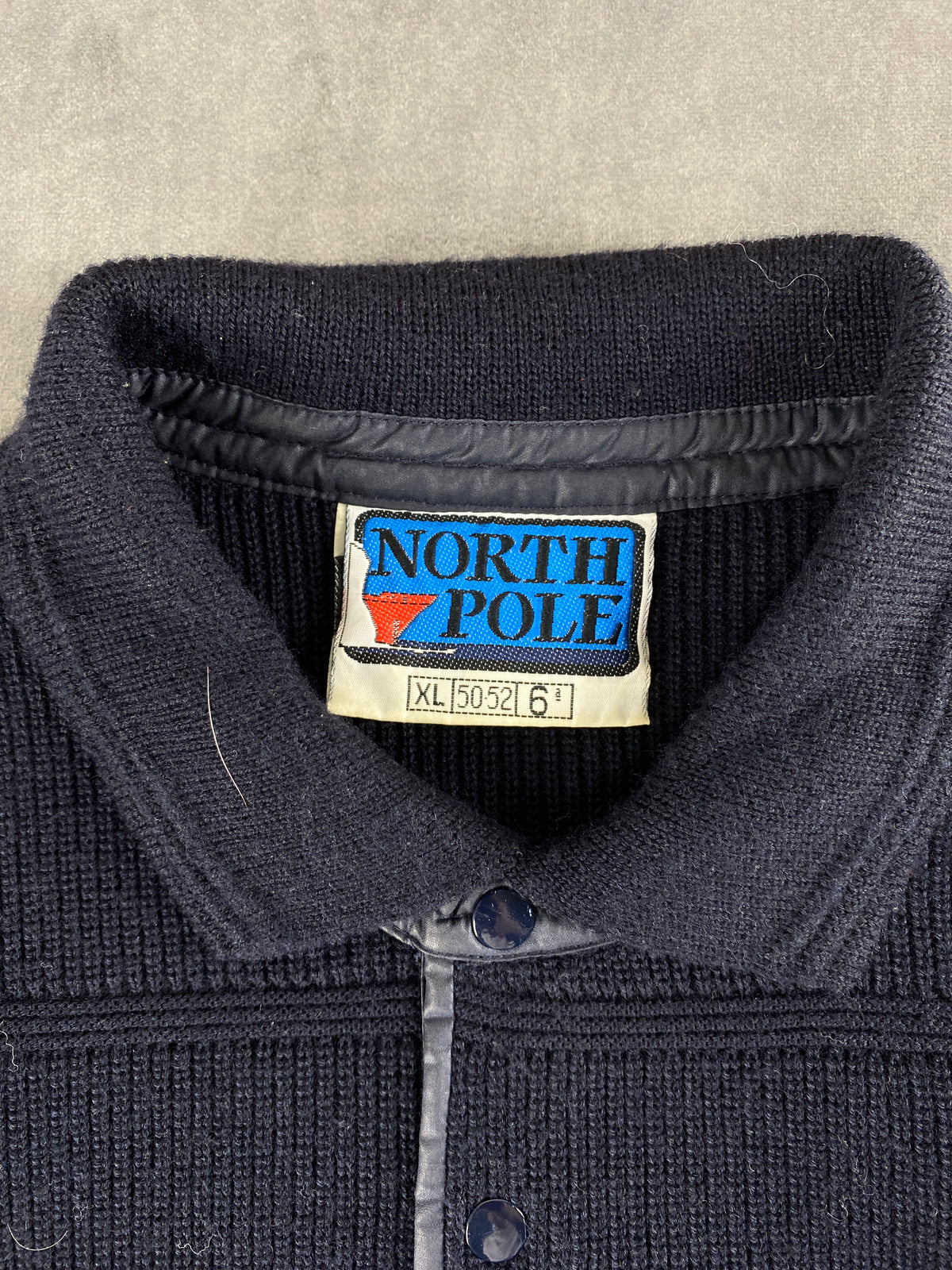 Maglione polo in maglia blu navy North Pole vintage – Uomo Taglia XL