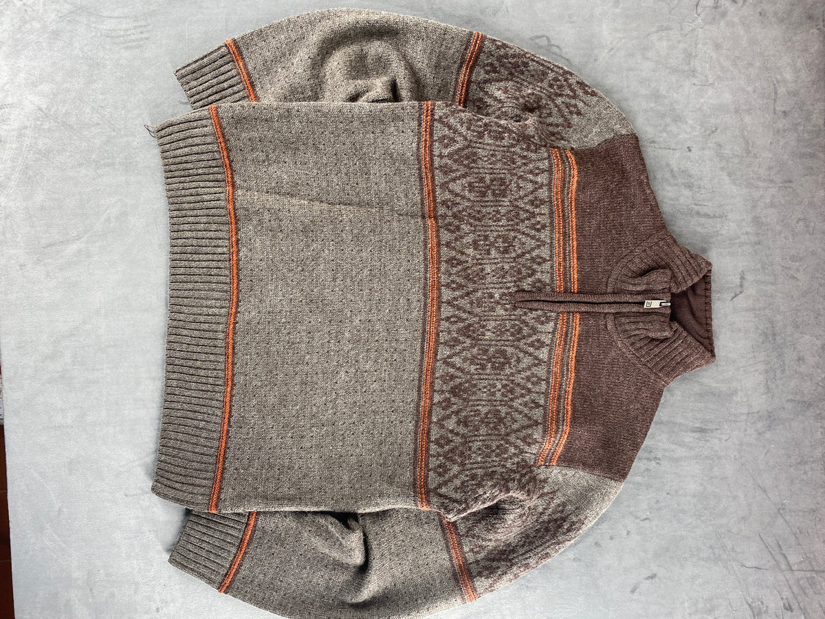 Maglione mezza zip in maglia marrone a fantasia Biaggini vintage – Uomo Taglia L