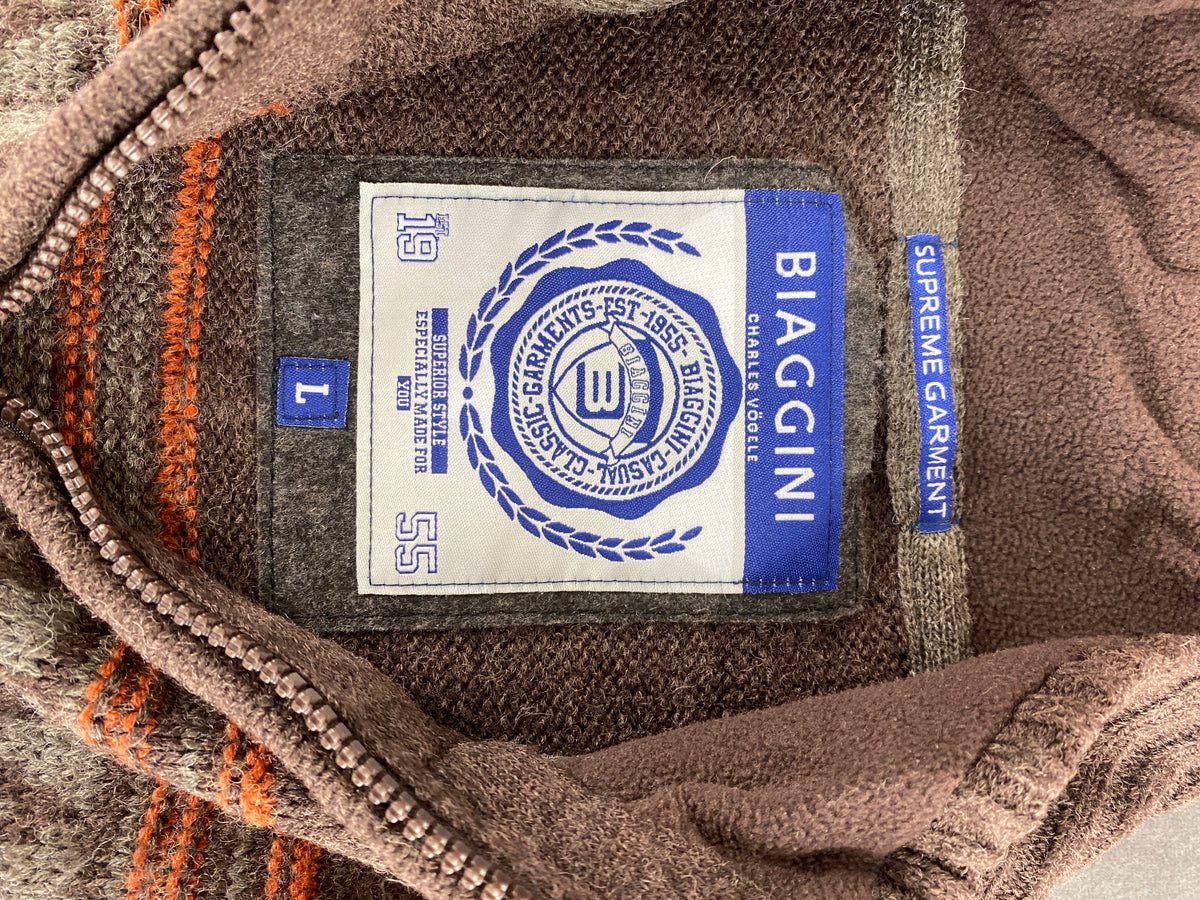 Maglione mezza zip in maglia marrone a fantasia Biaggini vintage – Uomo Taglia L