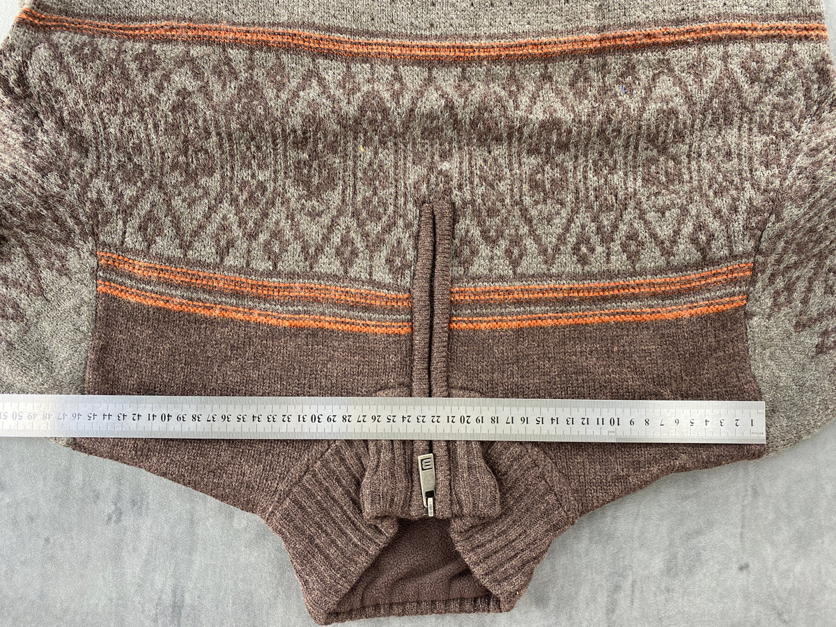 Maglione mezza zip in maglia marrone a fantasia Biaggini vintage – Uomo Taglia L