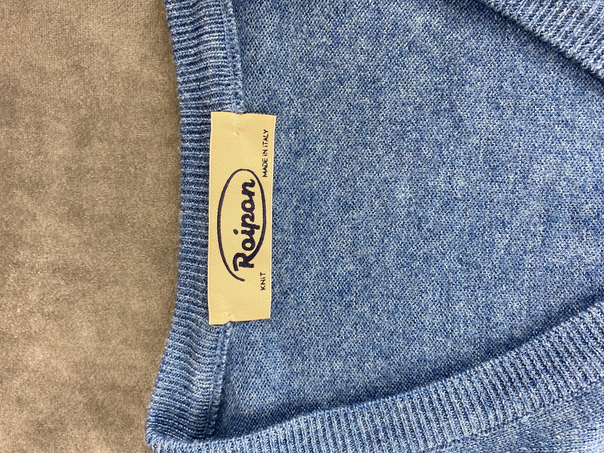 Maglione scollo a V in maglia azzurro Roipan vintage – Uomo Taglia L