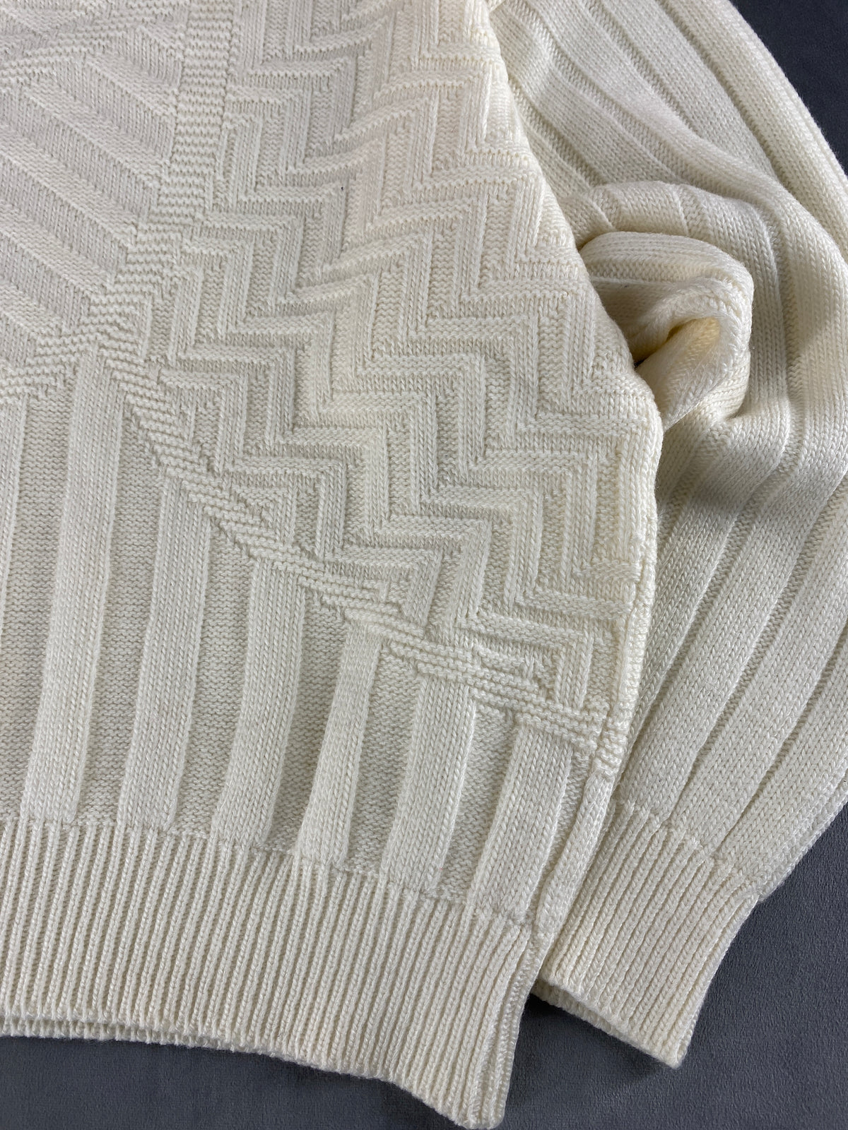 Maglione girocollo in maglia lavorata panna Tobiasport vintage – Uomo Taglia L