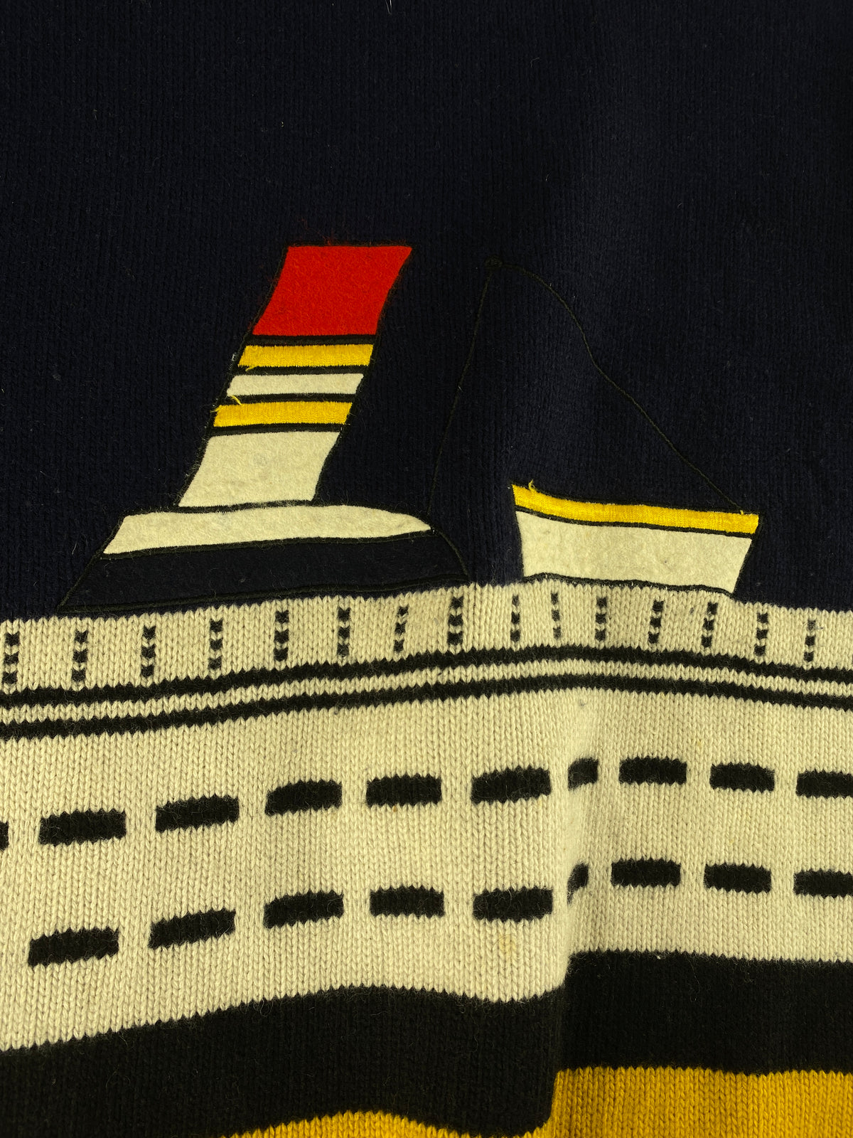 Maglione collo alto blu navy a fantasia nautica Starpoint vintage – Uomo Taglia L