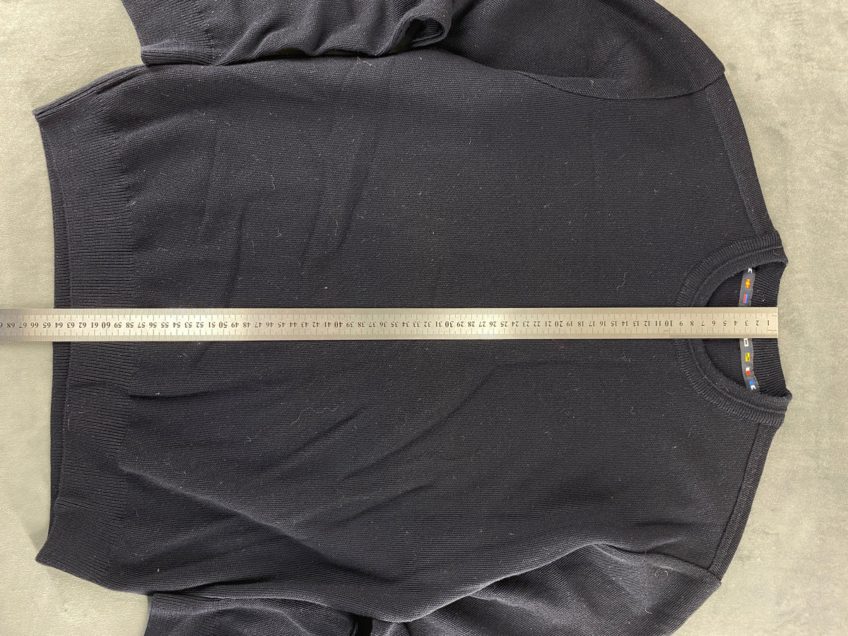 Maglione girocollo in maglia blu navy vintage – Uomo Taglia L