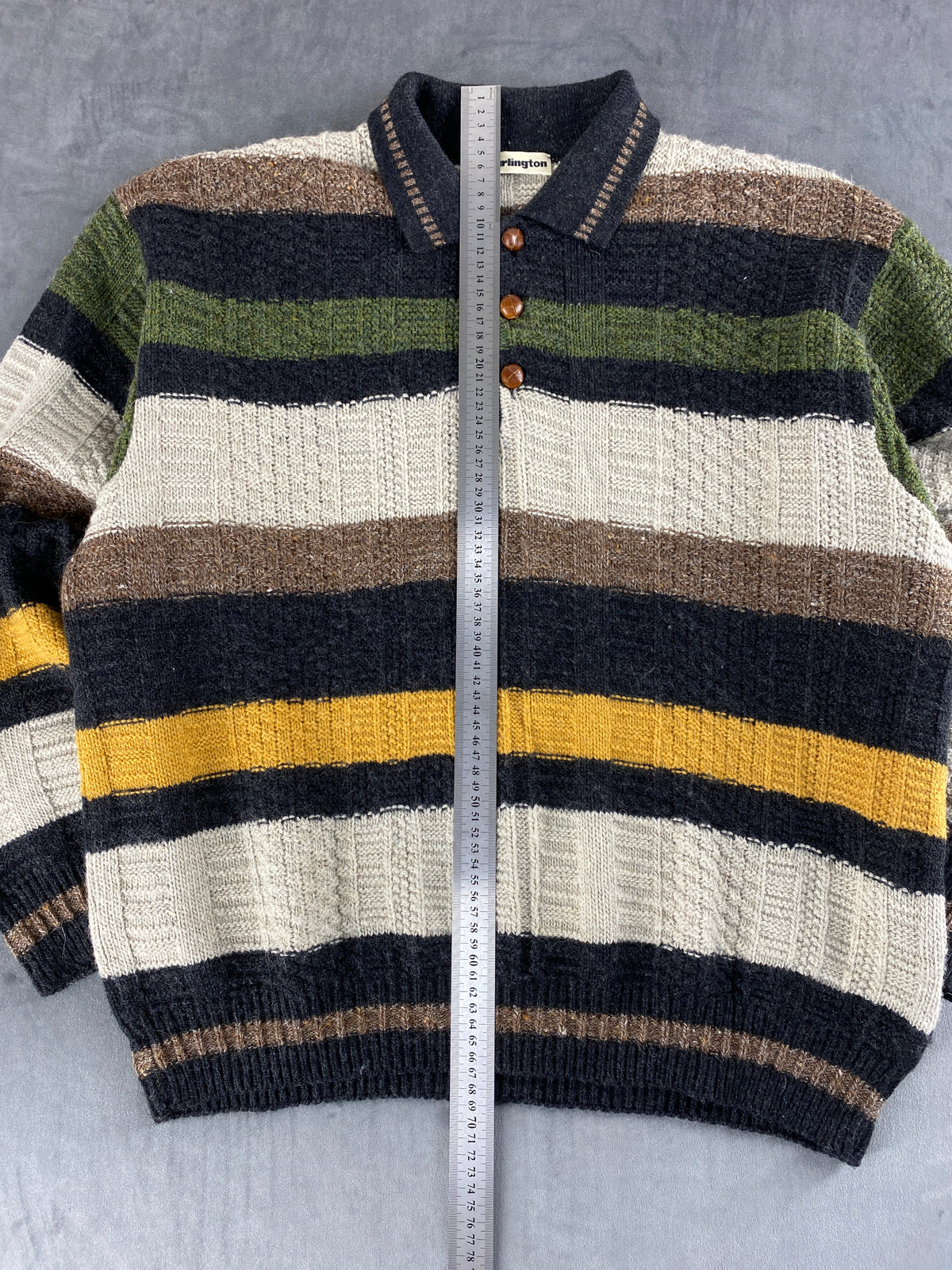 Maglione polo a righe multicolore vintage – Uomo Taglia L