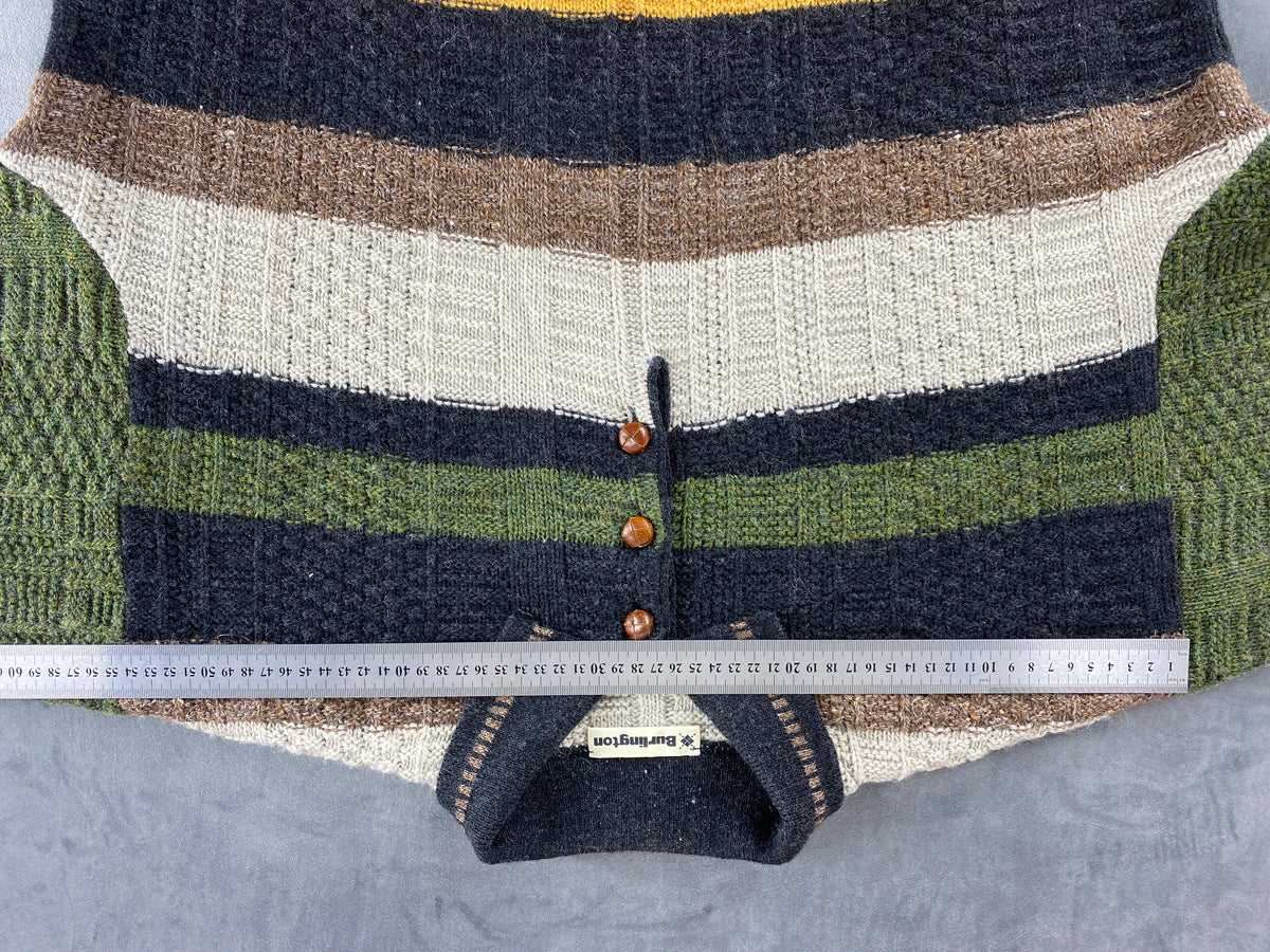 Maglione polo a righe multicolore vintage – Uomo Taglia L