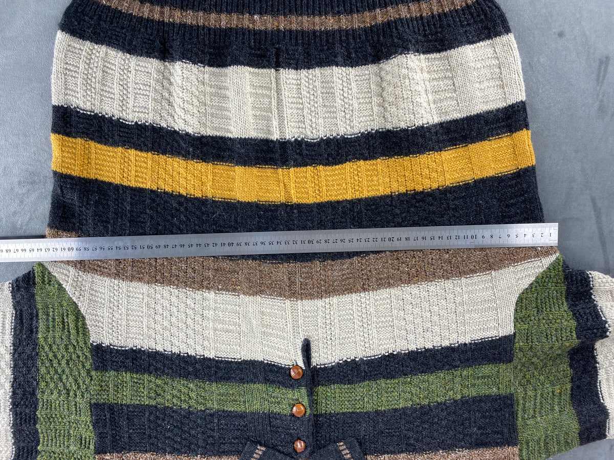 Maglione polo a righe multicolore vintage – Uomo Taglia L