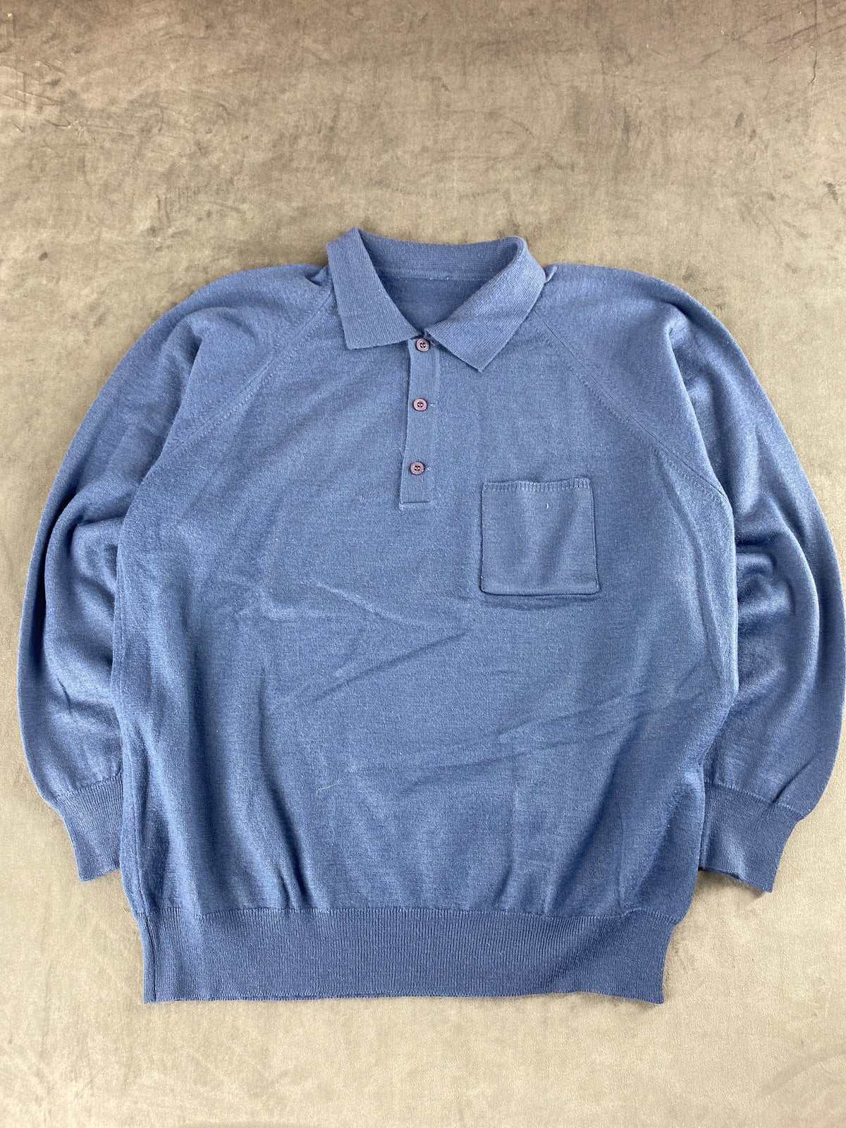 Maglione polo in maglia azzurro vintage – Uomo Taglia L