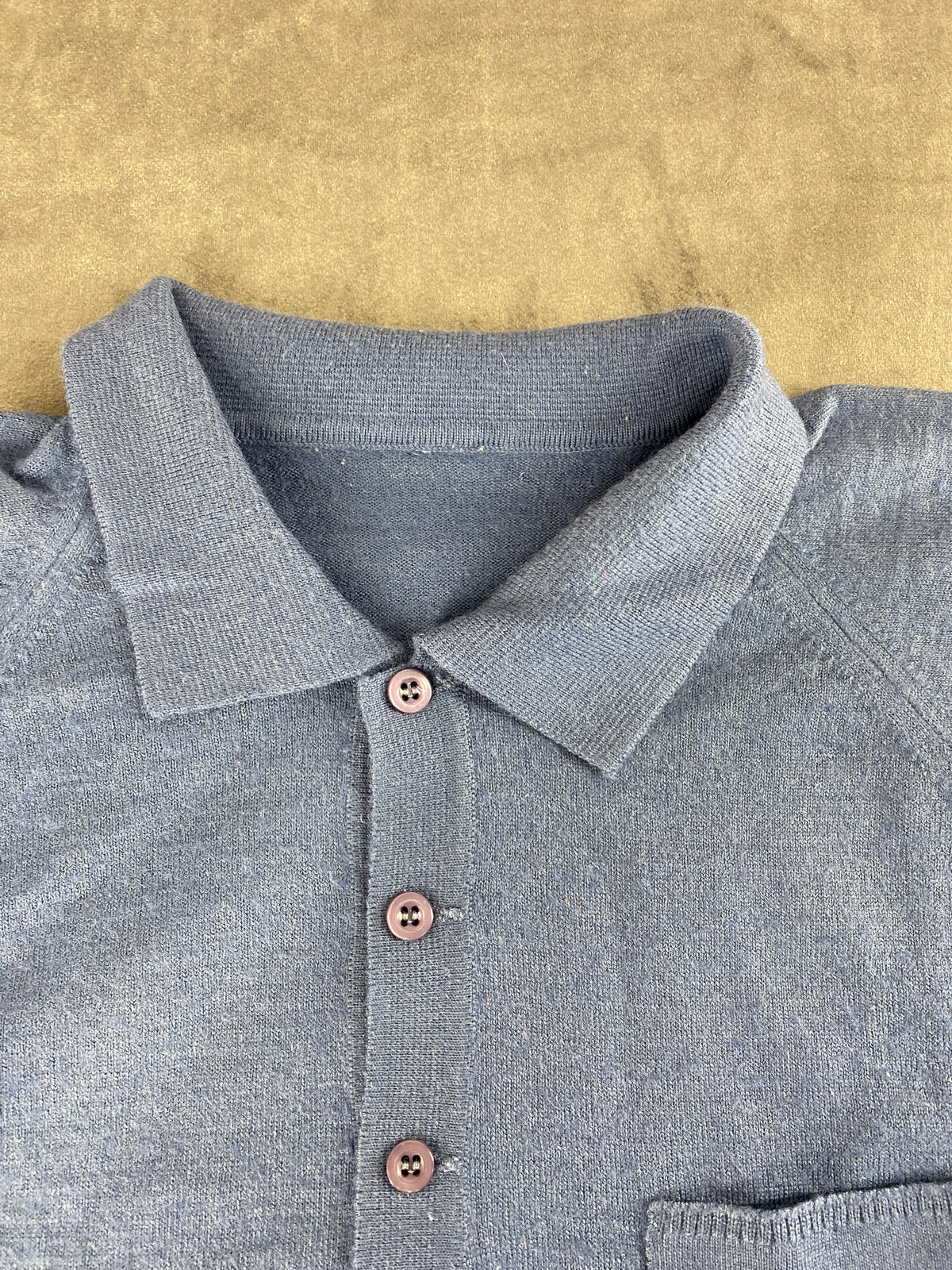 Maglione polo in maglia azzurro vintage – Uomo Taglia L