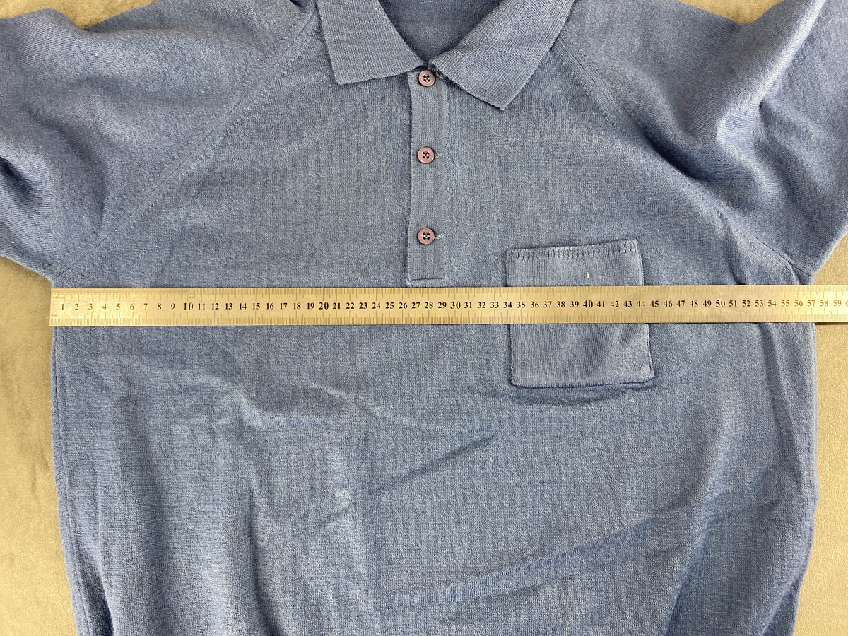 Maglione polo in maglia azzurro vintage – Uomo Taglia L