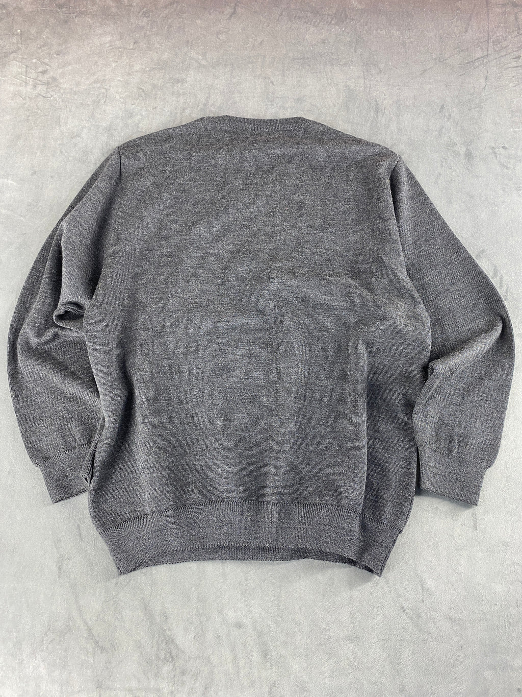 Maglione scollo a V grigio a fantasia geometrica vintage – Uomo Taglia L