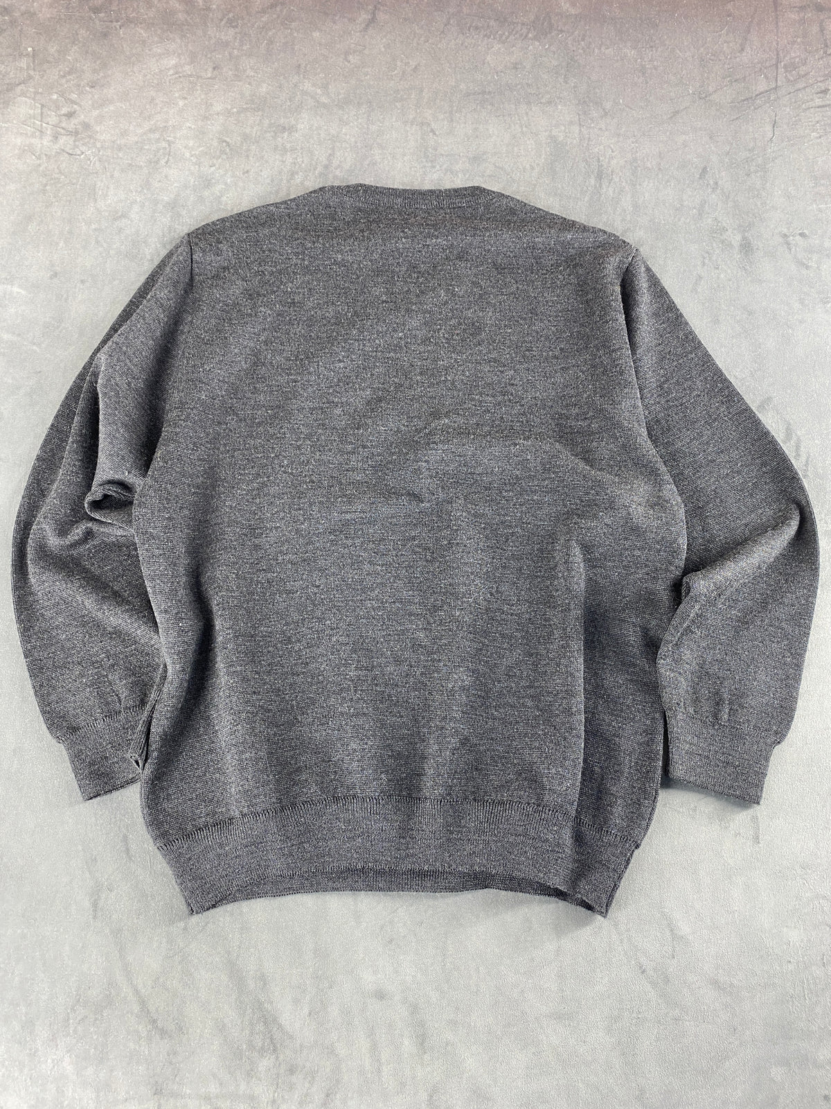 Maglione scollo a V grigio a fantasia geometrica vintage – Uomo Taglia L