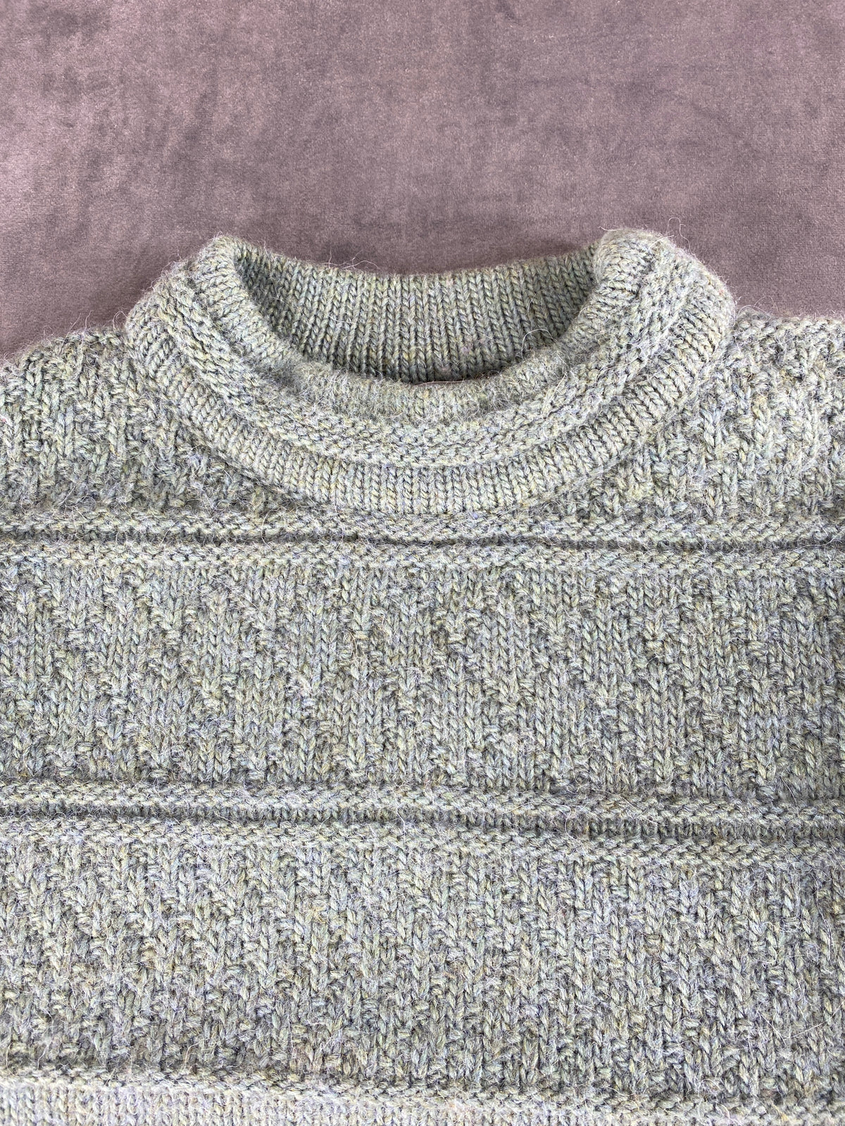 Maglione girocollo in maglia lavorata verde salvia Stefanel vintage – Uomo Taglia L