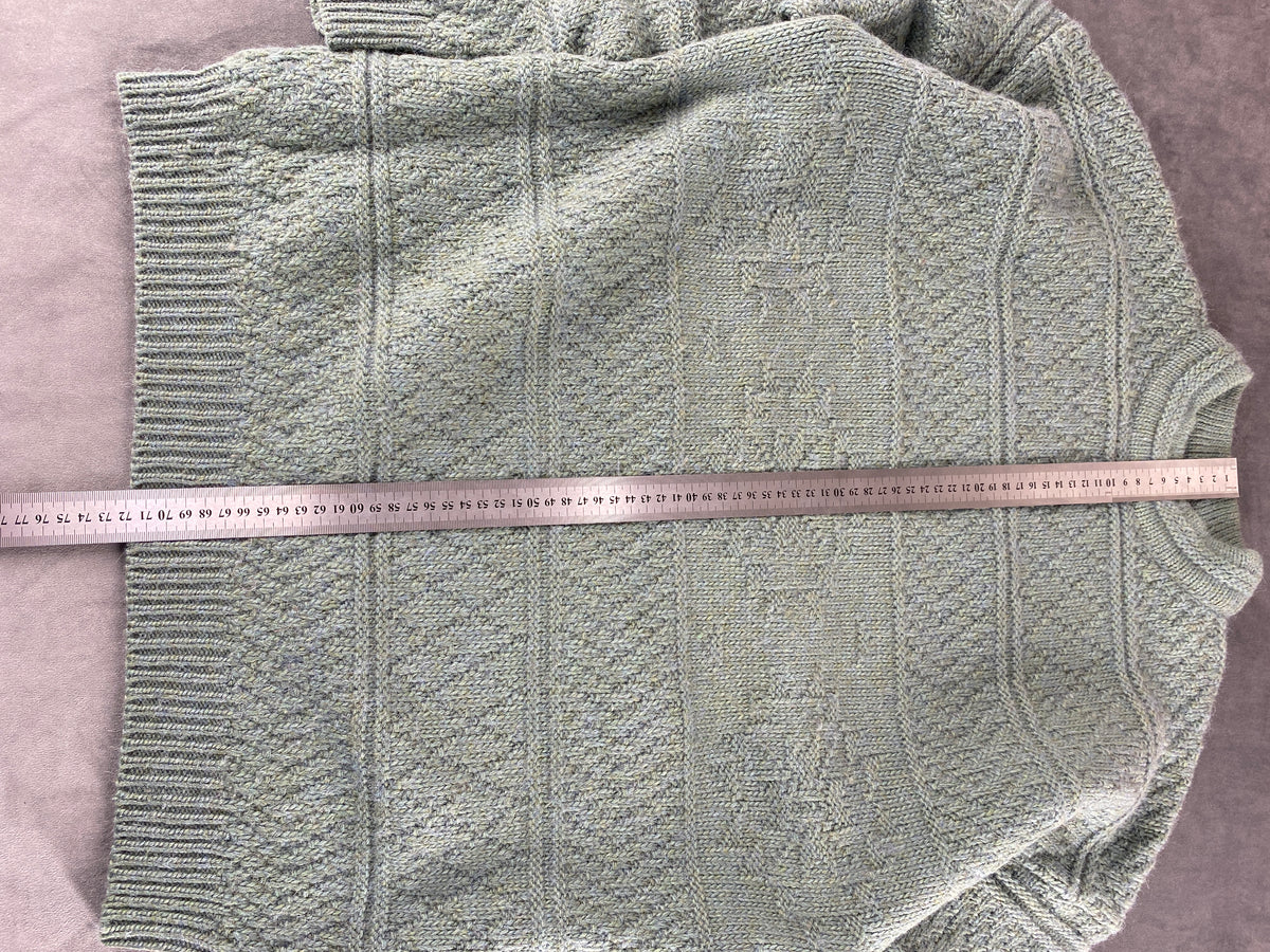 Maglione girocollo in maglia lavorata verde salvia Stefanel vintage – Uomo Taglia L