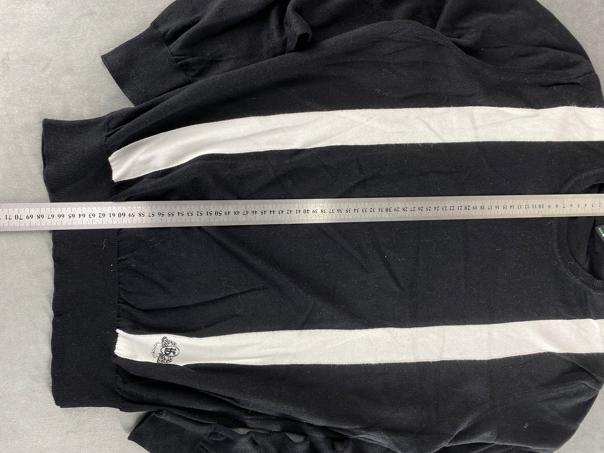 Maglione girocollo nero con banda bianca Botticelli vintage – Uomo Taglia L