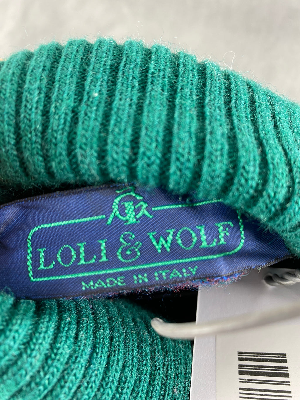 Maglione dolcevita in maglia verde a quadretti Loli & Wolf vintage – Uomo Taglia L