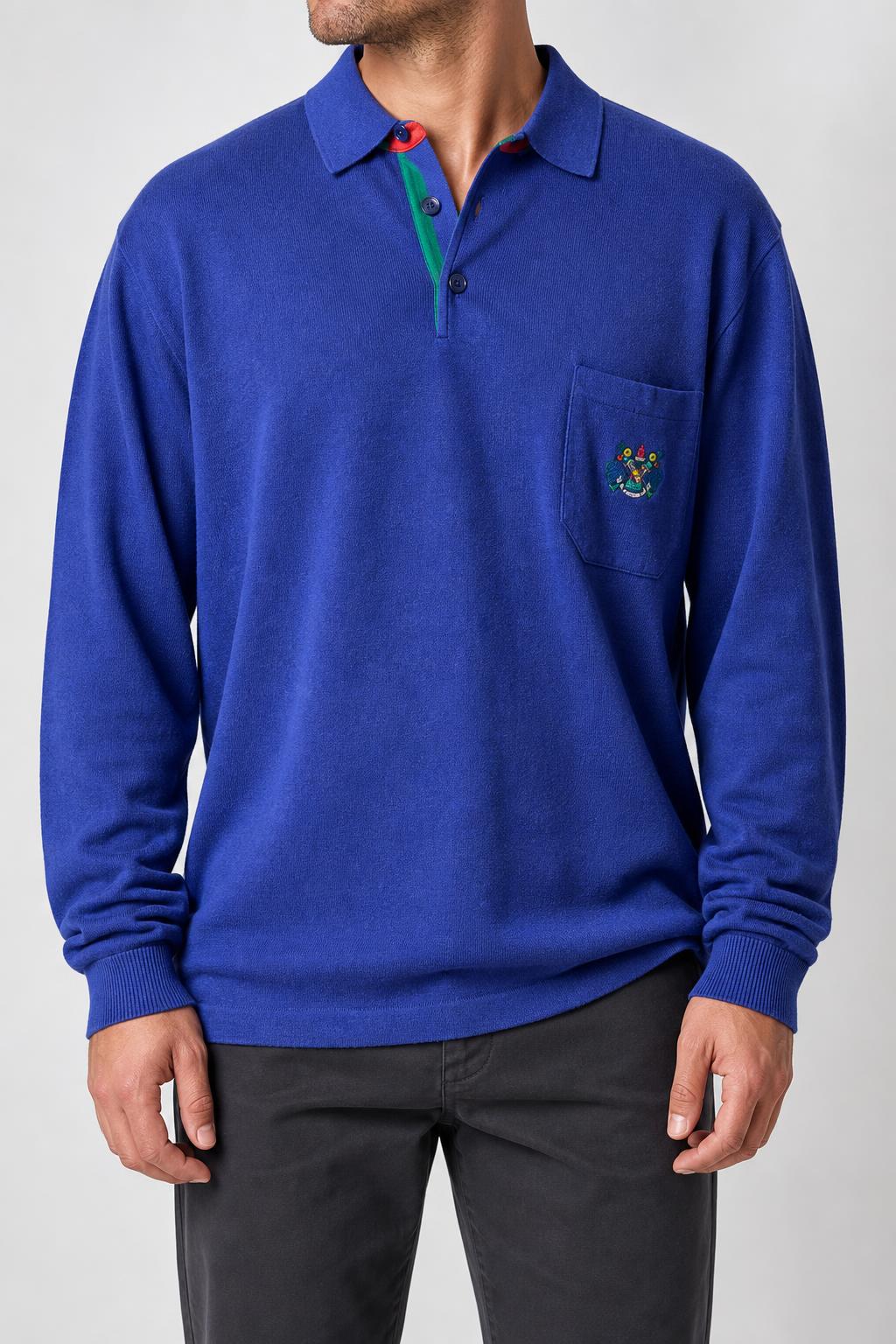 Maglione polo in maglia blu royal BMW vintage – Uomo Taglia XXL
