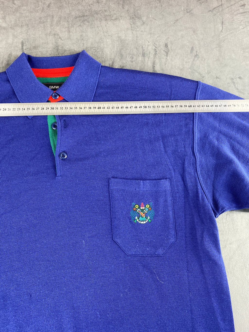 Maglione polo in maglia blu royal BMW vintage – Uomo Taglia XXL