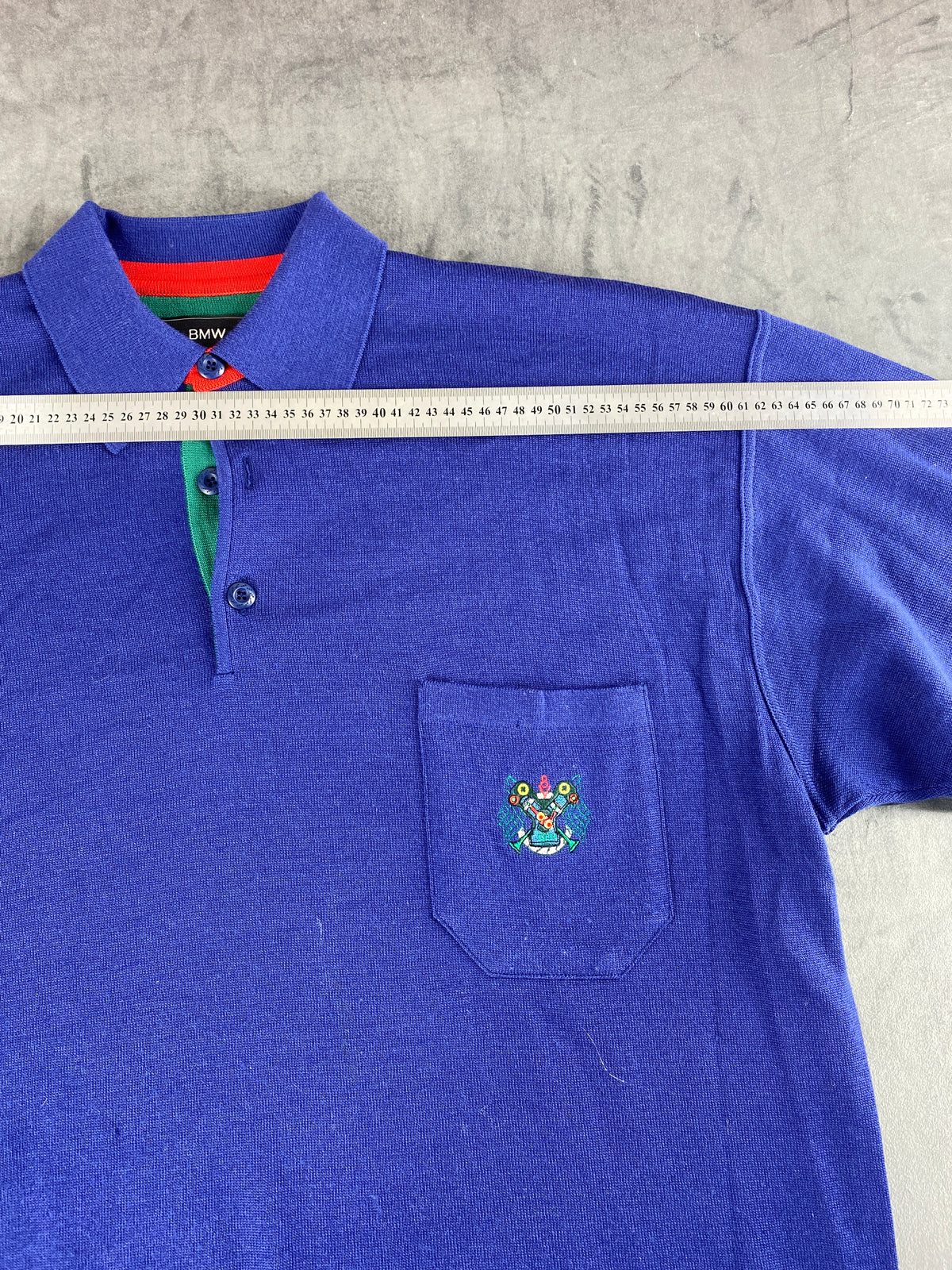 Maglione polo in maglia blu royal BMW vintage – Uomo Taglia XXL