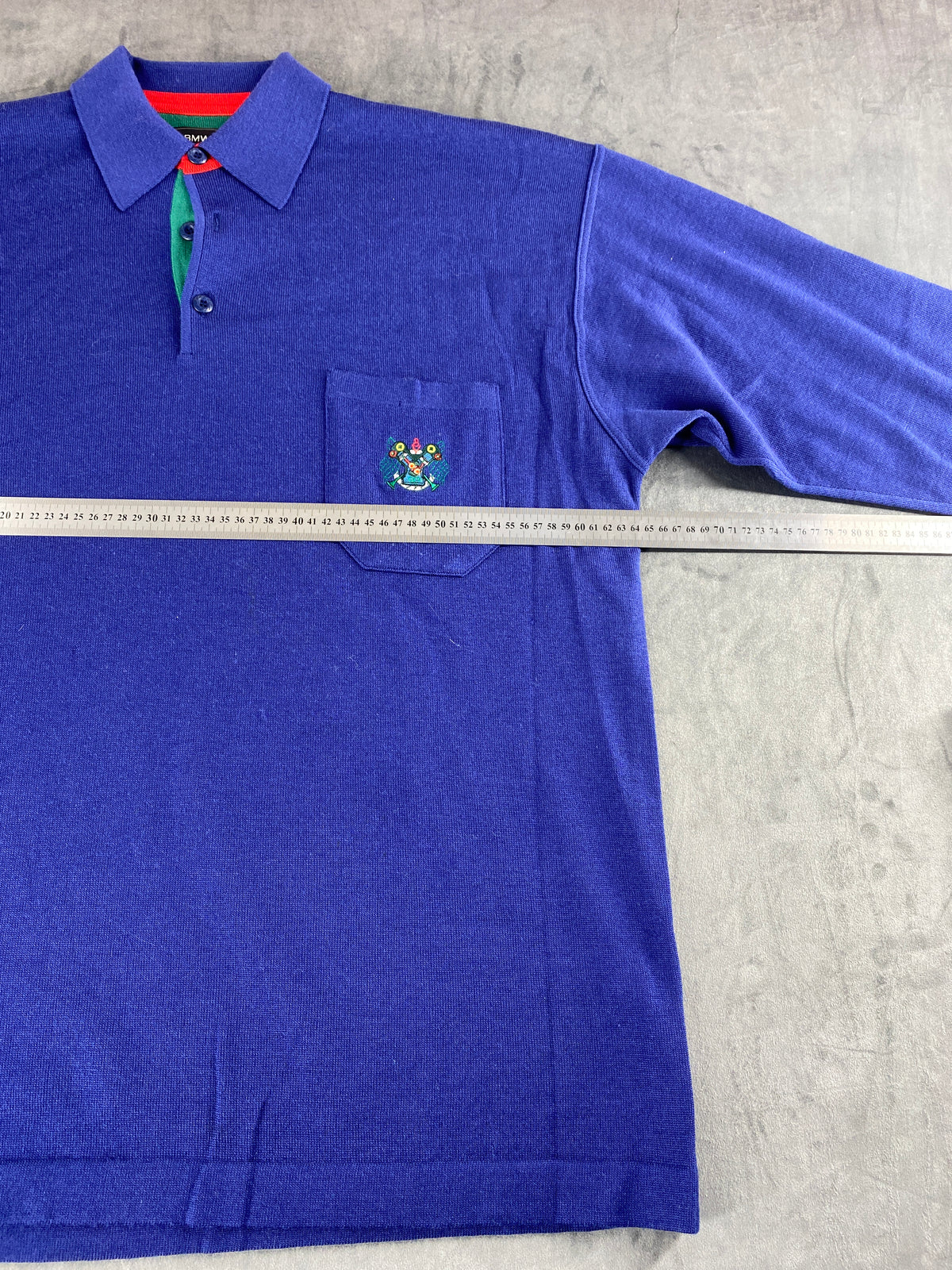 Maglione polo in maglia blu royal BMW vintage – Uomo Taglia XXL