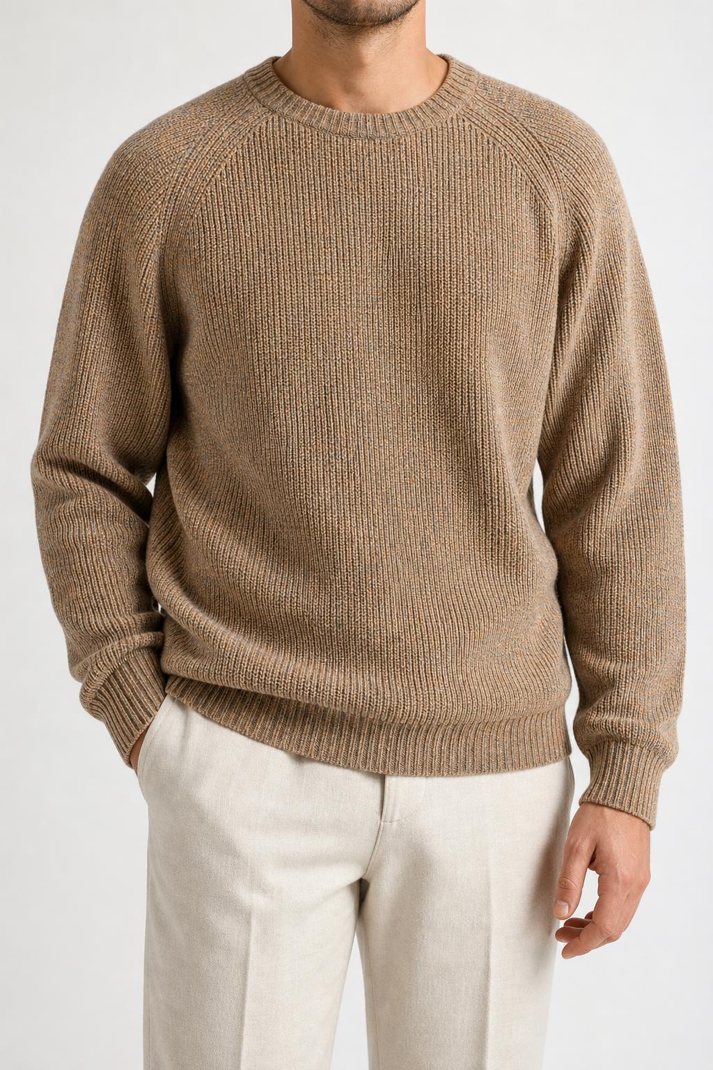 Maglione girocollo in lana marrone Mutamenti vintage – Uomo Taglia L