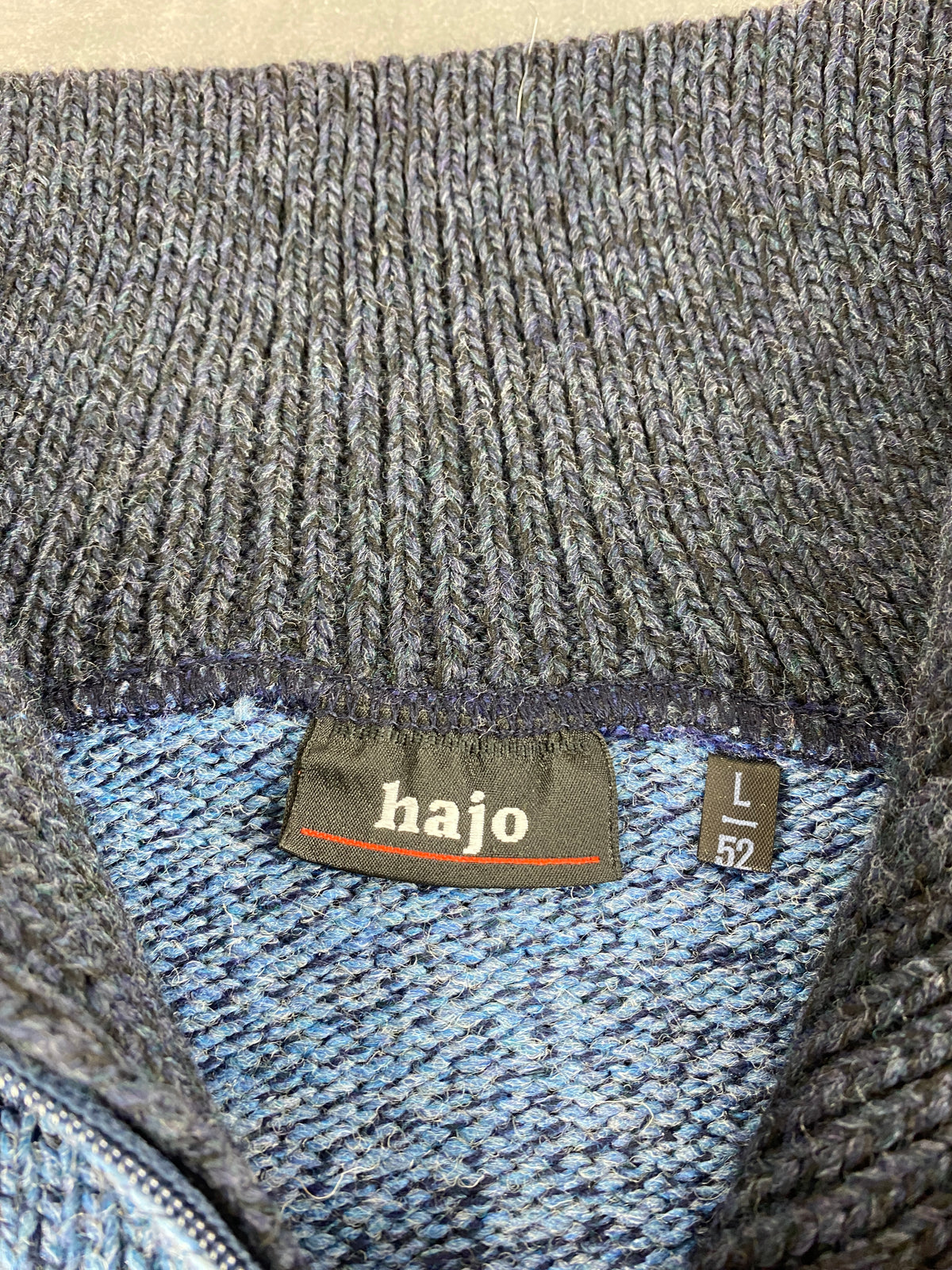 Maglione mezza zip in maglia blu con rombi Hajo vintage – Uomo Taglia L (IT 52)