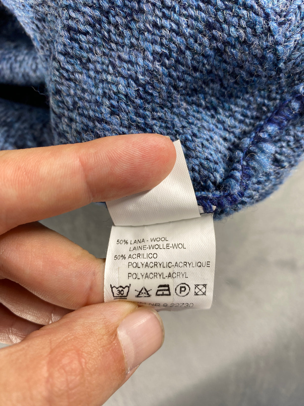 Maglione mezza zip in maglia blu con rombi Hajo vintage – Uomo Taglia L (IT 52)