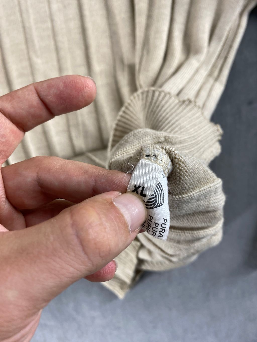 Maglione girocollo in maglia a coste beige Sea & Sky vintage – Uomo Taglia XL
