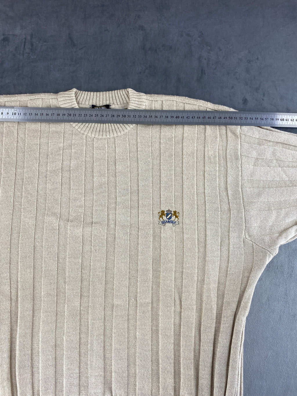 Maglione girocollo in maglia a coste beige Sea & Sky vintage – Uomo Taglia XL