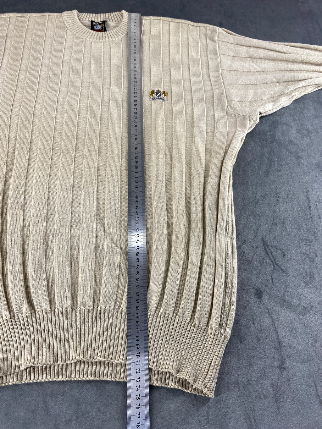 Maglione girocollo in maglia a coste beige Sea & Sky vintage – Uomo Taglia XL