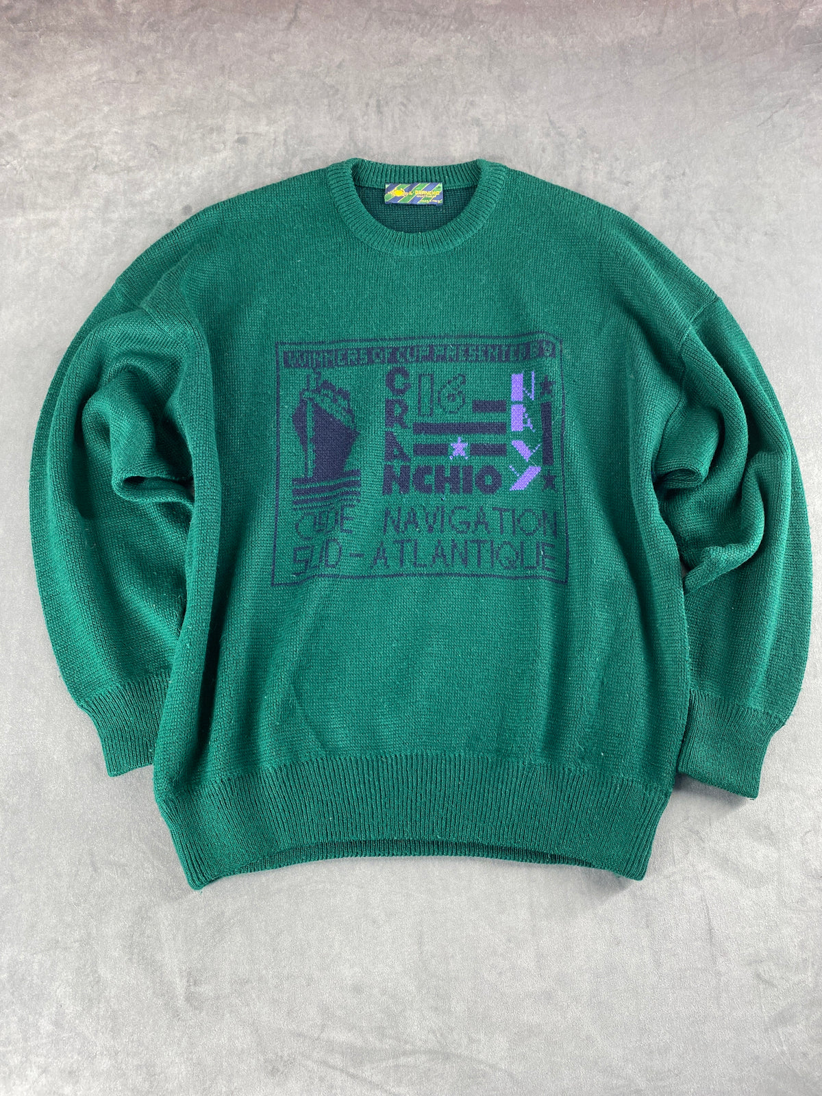 Maglione girocollo verde con stampa Il Cranchio vintage – Uomo Taglia L